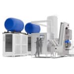 two RE-CO2 320V2 CO2 recovery systems with buffer tanks attached to dry ice production line